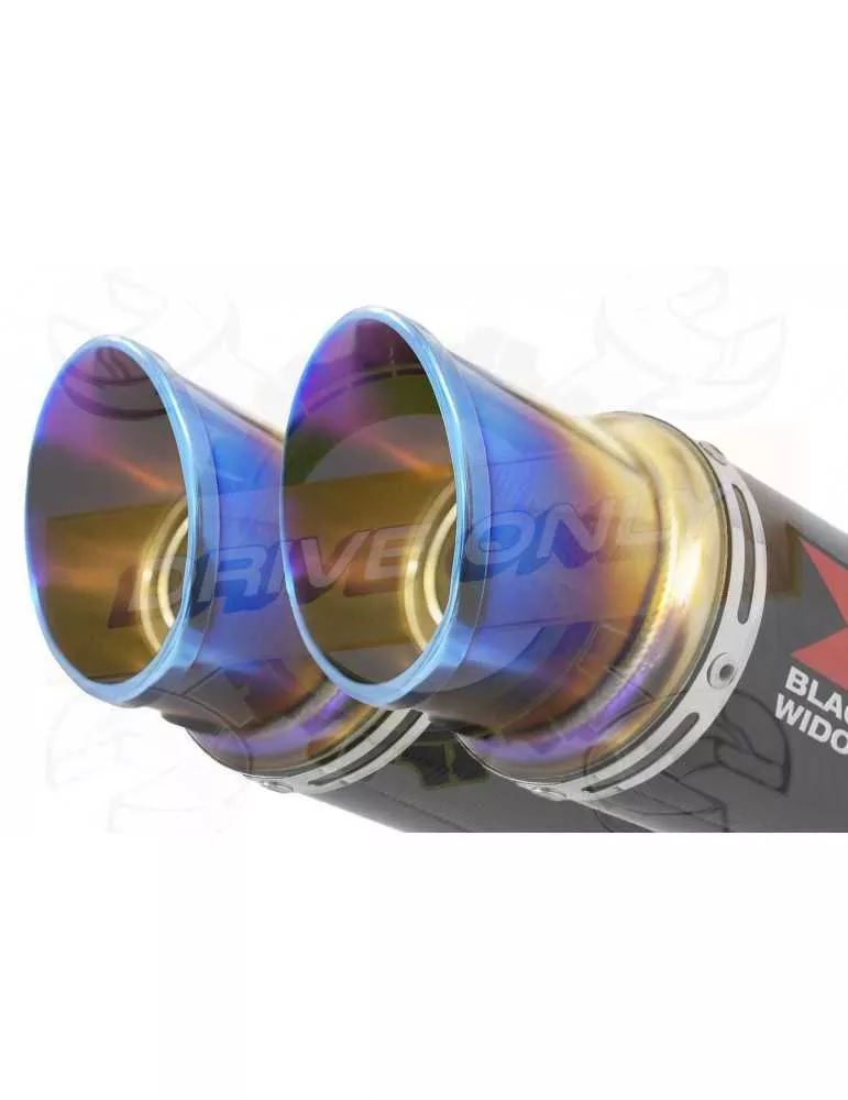 ZZR 1400 Ninja ZX14 2008-2011 4-2 Tube de raccord & Silencieux GP Rond en Carbone & Canule en Inox Anodisé 230mm