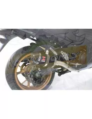 ZZR 1400 Ninja ZX14 2008-2011 4-2 Tube de raccord & Silencieux Ovale Noir en Inox & Canule en Carbone 200mm