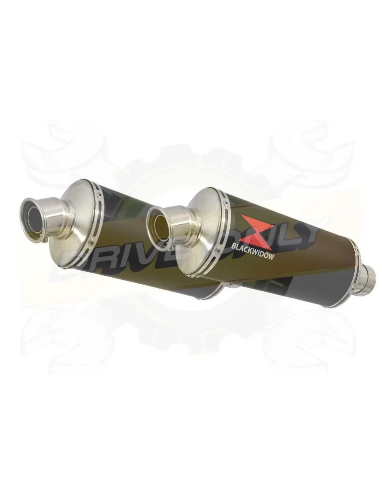 VFR 800 VTEC (RC46) 2002 - 2013 Tube de raccord + Silencieux Ovale Noir Inox 300mm