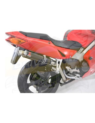 VFR800 97-03 (RC46) Hi level Ligne complète / Silencieux Rond Noir en Inox 350mm