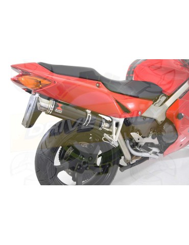VFR800 97-03 (RC46) Hi level Ligne complètes GP Rond Black Stainless Silencieux 350mm