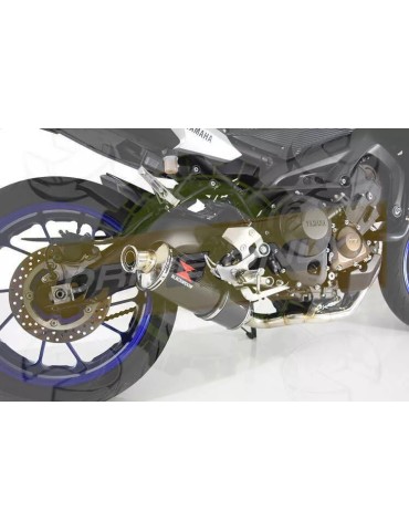 XSR 900 2016 2017 Low Level De-cat Exhaust System with 400mm Oval Carbon Fibre Silencer
