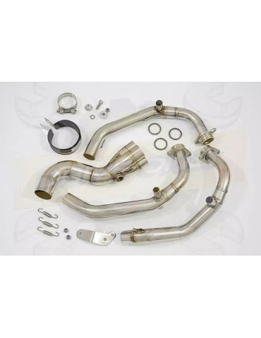 XSR 900 2016 2017 Low Level De-cat Exhaust System with 360mm Round GP Style Carbon Fibre Silencer