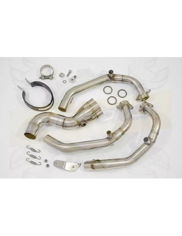 XSR 900 2016 2017 Low Level De-cat Exhaust System with 300mm Oval Carbon Fibre Silencer + Carbon Tip