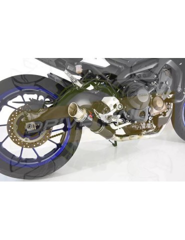 XSR 900 2016 2017 Low Level De-cat Exhaust System with 350mm Round GP Style Black Painted Stainless Steel Silencer