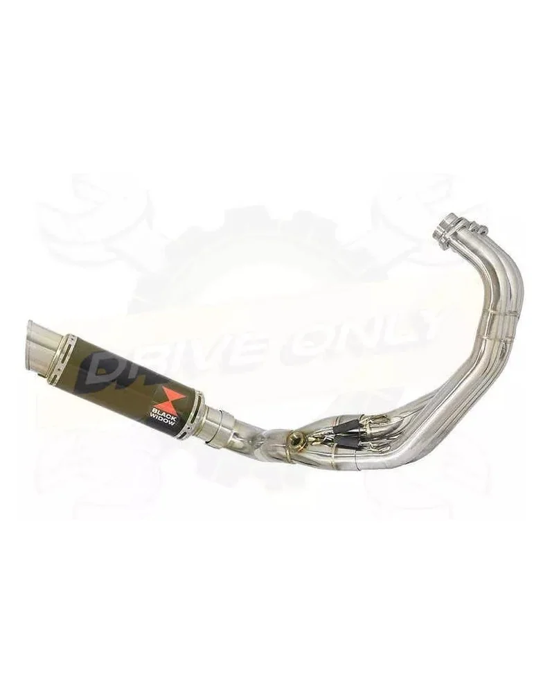XSR 900 2016 2017 Low Level De-cat Exhaust System with 230mm Round GP Style Black Painted Stainless Steel Silencer