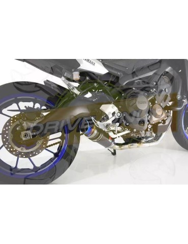 XSR 900 2016 2017 Low Level De-cat Exhaust System with 230mm Round GP Style Carbon Fibre Silencer + Blue Stainless Tip
