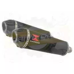 Par paire Ovale Noir En Inox Silencieuxs & Canule en Carbone 400mm
