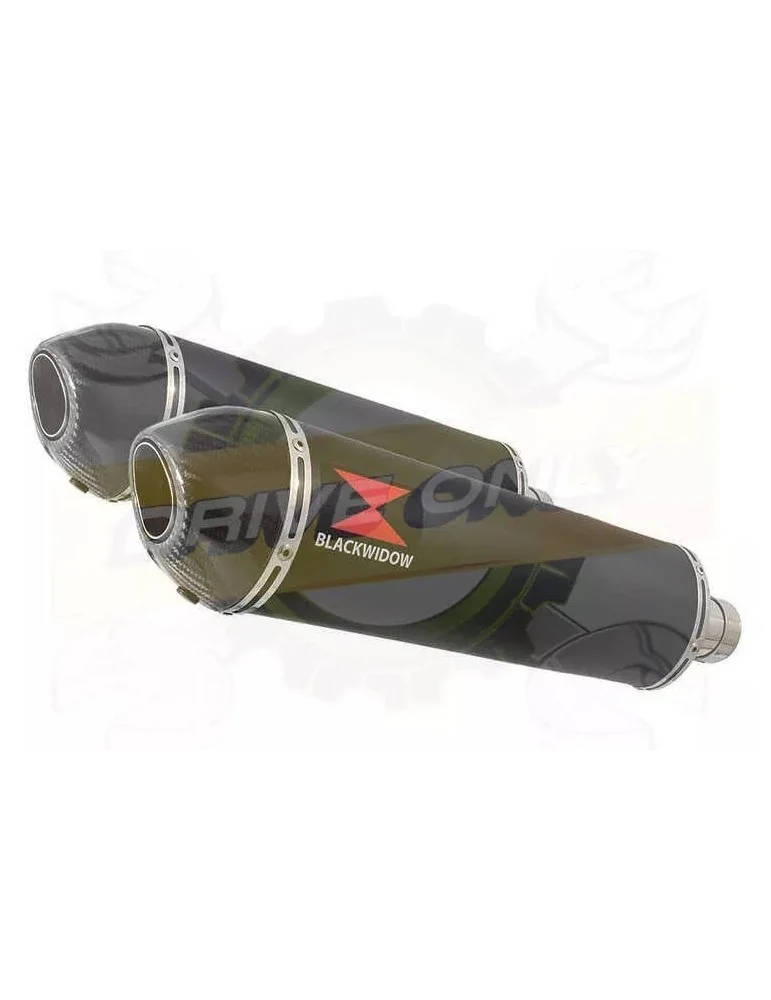 Par paire Ovale Noir En Inox Silencieuxs & Canule en Carbone 400mm