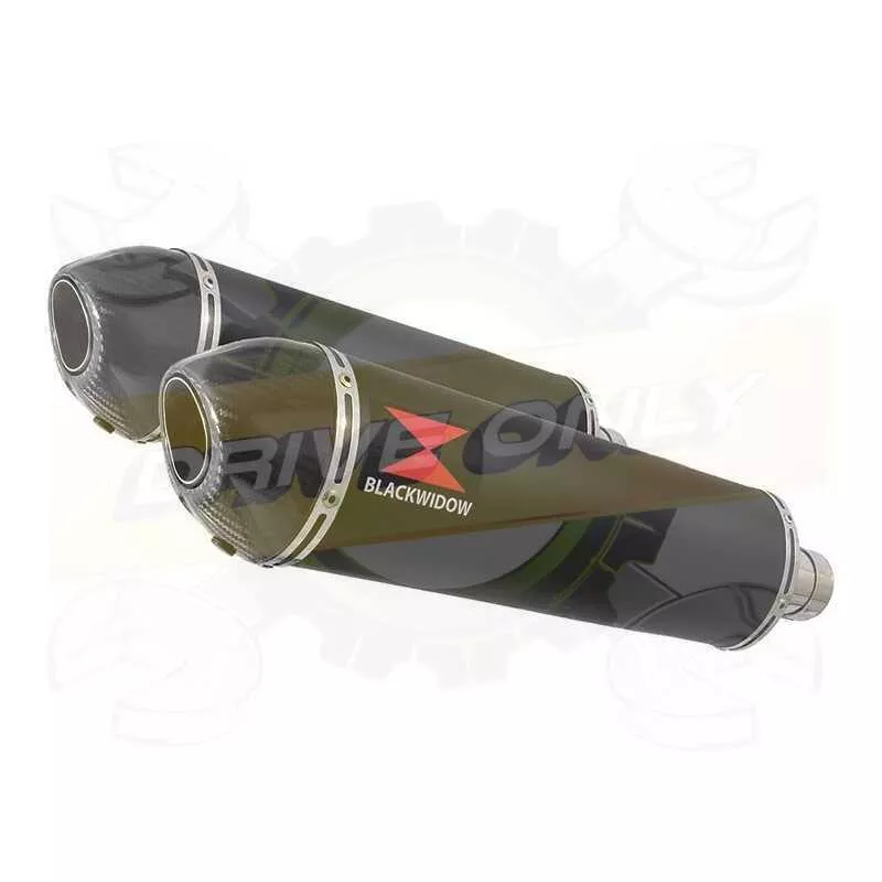 Par paire Ovale Noir En Inox Silencieuxs & Canule en Carbone 400mm