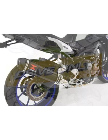 XSR 900 2016 2017 High Level De-cat Exhaust System with 400mm Oval Black Painted Stainless Steel Silencer + Carbon Tip