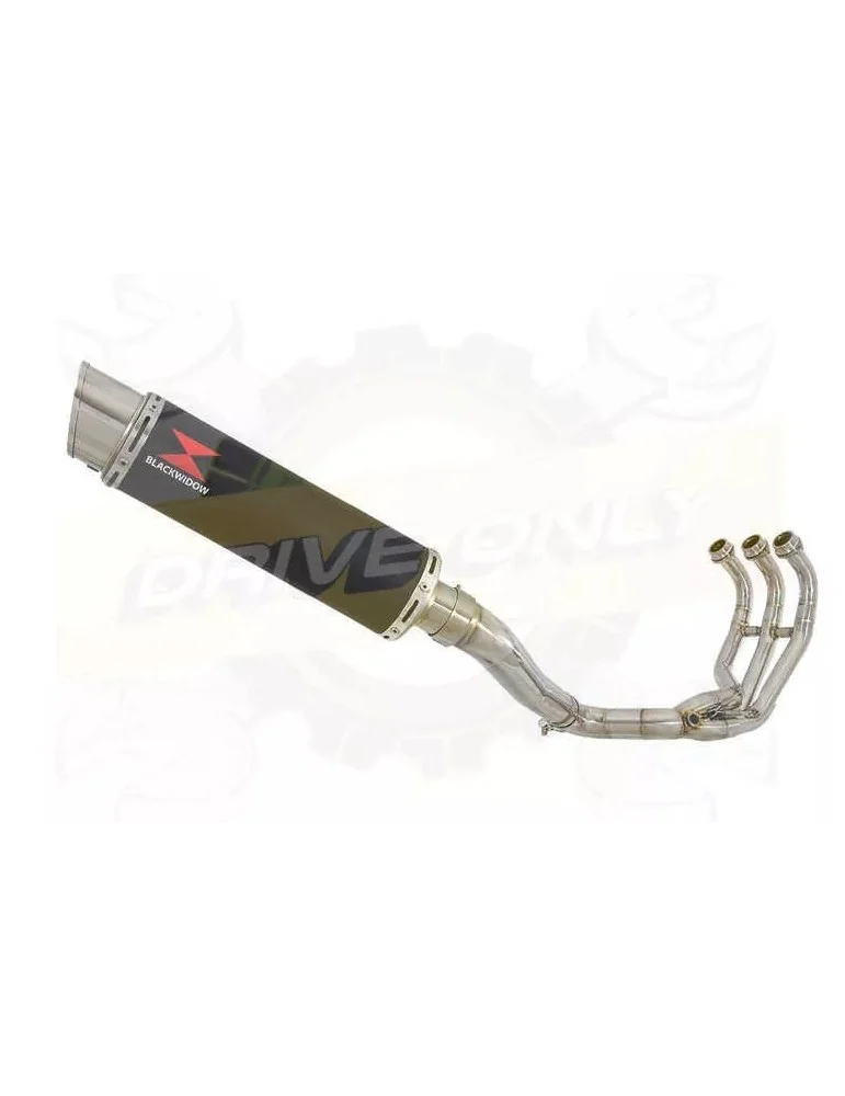XSR 900 2016 2017 High Level De-cat Exhaust System with 360mm Round GP Style Black Painted Stainless Steel Silencer