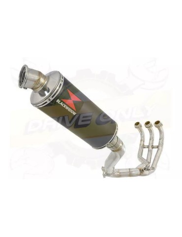XSR 900 2016 2017 High Level De-cat Exhaust System with 300mm Round Black Painted Stainless Steel Silencer
