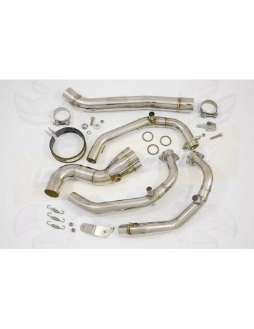 XSR 900 2016 2017 High Level De-cat Exhaust System with 300mm Round Black Painted Stainless Steel Silencer