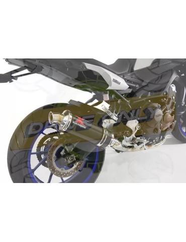 XSR 900 2016 2017 High Level De-cat Exhaust System with 300mm Round Black Painted Stainless Steel Silencer