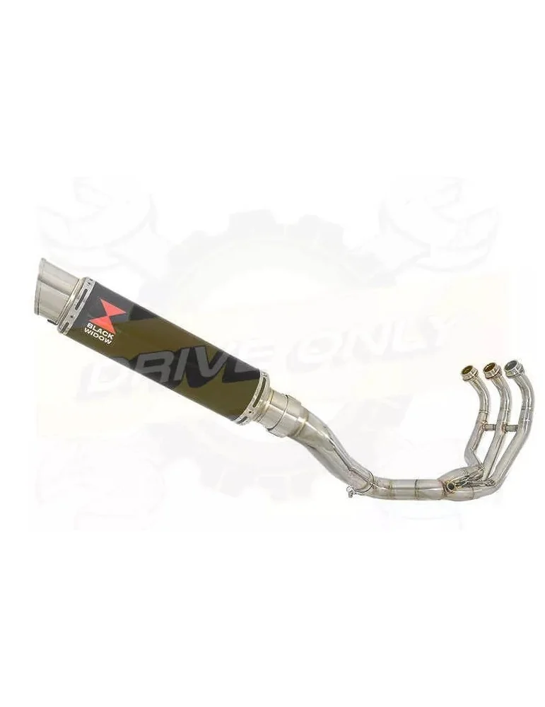 XSR 900 2016 2017 High Level De-cat Exhaust System with 350mm Round GP Style Black Painted Stainless Steel Silencer