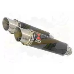 Par paire Rond GP Style Noir En Inox Silencieuxs 350mm