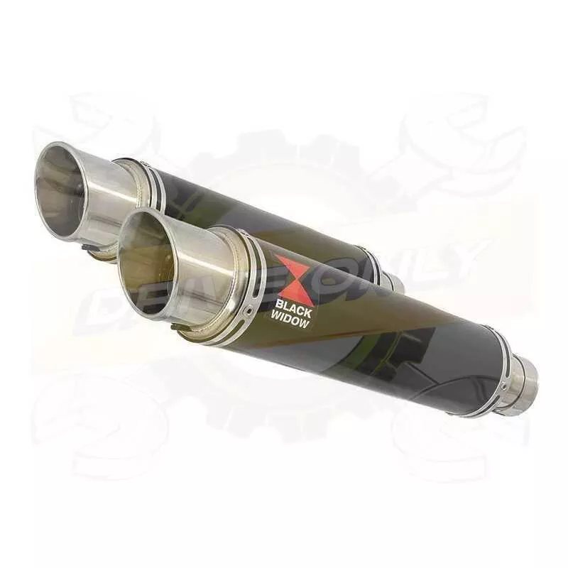 Par paire Rond GP Style Noir En Inox Silencieuxs 350mm