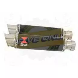 Par paire Rond GP Style Noir En Inox Silencieuxs 350mm