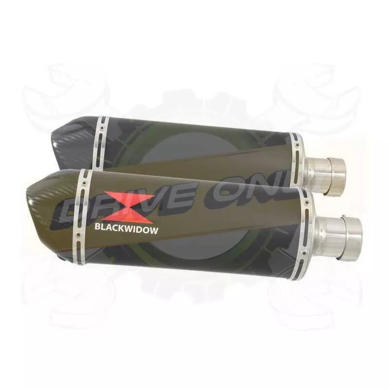 Par paire Ovale Noir En Inox Silencieuxs & Canule en Carbone 300mm