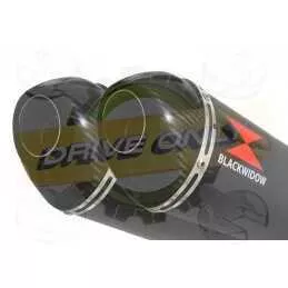 Par paire Ovale Noir En Inox Silencieuxs & Canule en Carbone 300mm