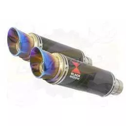 Par paire Rond GP Style En Carbone Silencieuxs & En Inox canule Anodisé 230mm