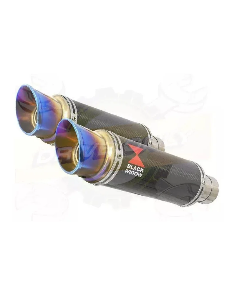 Par paire Rond GP Style En Carbone Silencieuxs & En Inox canule Anodisé 230mm