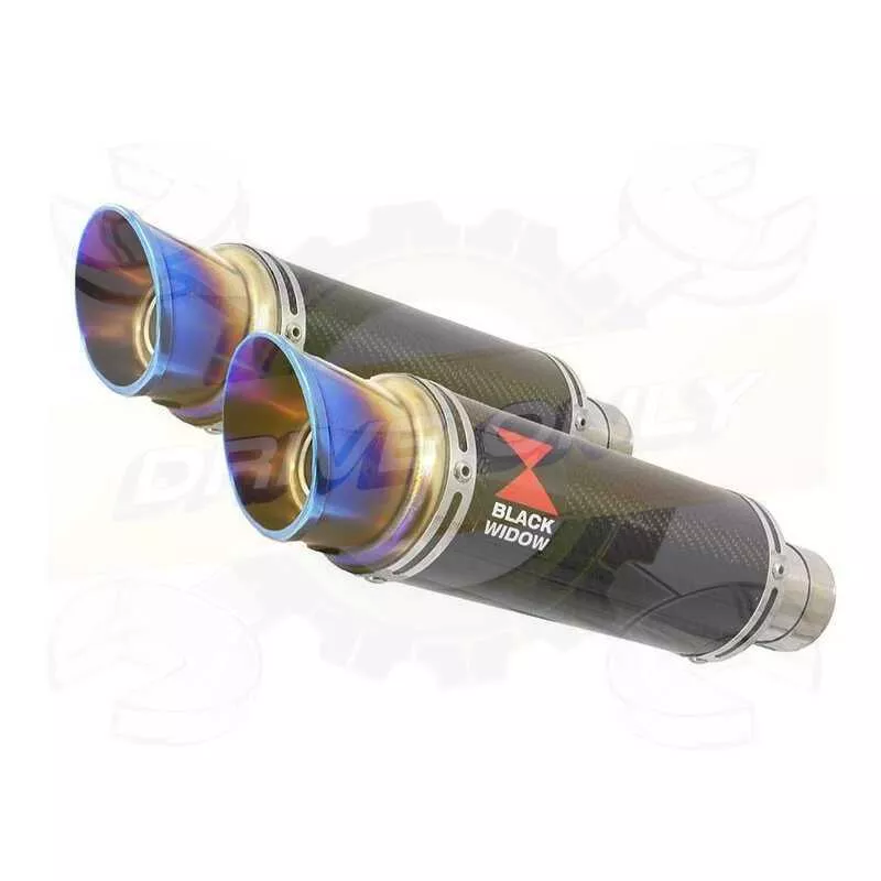 Par paire Rond GP Style En Carbone Silencieuxs & En Inox canule Anodisé 230mm