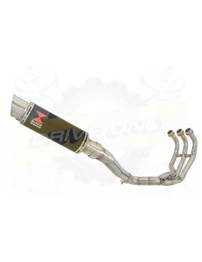XSR 900 2016 2017 High Level De-cat Exhaust System with 230mm Round GP Style Black Painted Stainless Steel Silencer