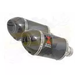 Par paire Ovale Noir En Inox Silencieuxs & Canule en Carbone 200mm