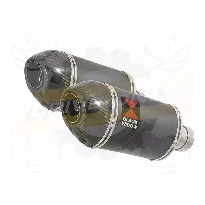 Par paire Ovale Noir En Inox Silencieuxs & Canule en Carbone 200mm