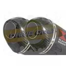 Par paire Ovale Noir En Inox Silencieuxs & Canule en Carbone 200mm