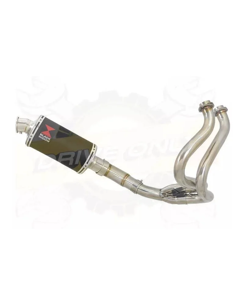 KLE 650 VERSYS 2007-2014 Low Level De Cat Exhaust System + 230mm Oval Black Stainless Steel Silencer