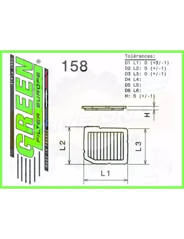 Filtre Sport Green  - HONDA CRX 1,6L i 16V ( ED9)  (88-91)