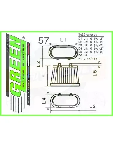 Filtre Sport Green  - HUMMER H2 6,0L i V8   (02-)