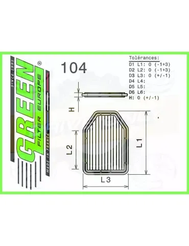 Filtre Sport Green  - JEEP WRANGLER 2,8L CRD  (07-)
