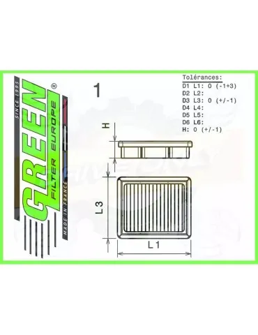 Filtre Sport Green  - KIA SPORTAGE 2,0L TD   (97-05)