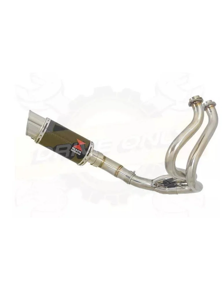 KLE 650 VERSYS 2007-2014 Low Level De Cat Exhaust System + 200mm Round Carbon Fibre Silencer