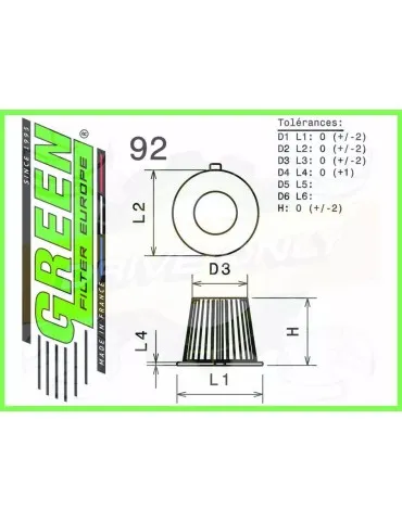 Filtre Sport Green  - MITSUBISHI ECLIPSE 2,0L i 16V  (04/91-02/94)