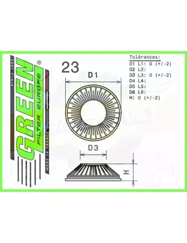 Filtre Sport Green  - TOYOTA LAND CRUISER RJ70 2,4L   (88-96)