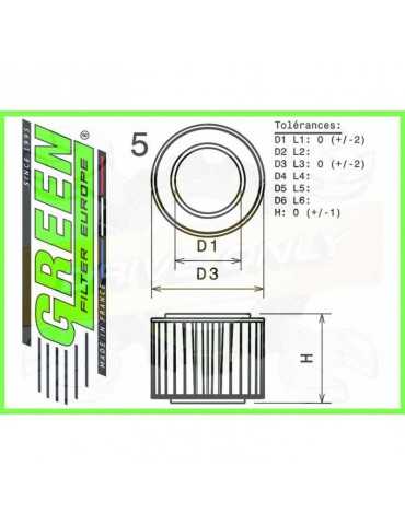Filtre Sport Green  - MERCEDES 450 (R107) 450 SL  (75-80)