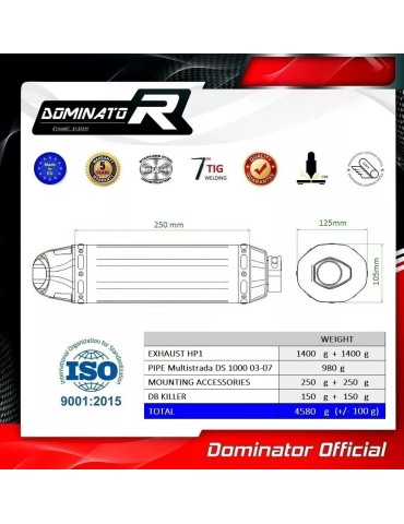 Silencieux sport Dominator : Multistrada DS 1100 2007 - 2009