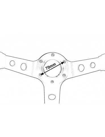 Volant tulipé sport simili-Cuir Noir/Acier perforé 350mm