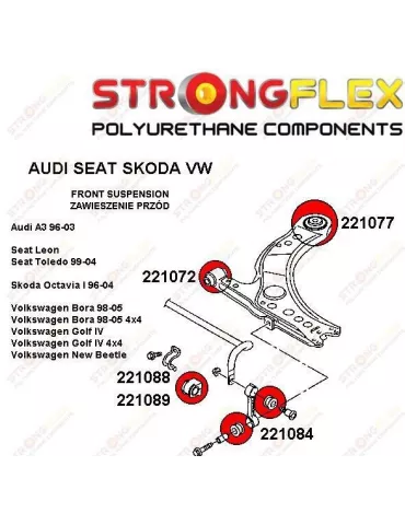 Kit Silents-blocks Renforcés Polyuréthane Yellow Train Avant Audi A3 8L 1996 - 2003