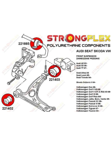 Kit Silents-blocks Renforcés Polyuréthane Piste Triangles Audi Audi TT 8J MK2 2007 - 2014 1.8Tfsi/2.0Tfsi/2.0Tdi/TT-S