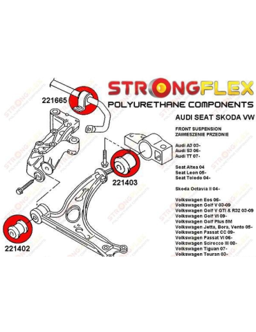 Kit Silents-blocks Renforcés Polyuréthane Sport Complet Volkswagen Scirocco  2008 - 2017