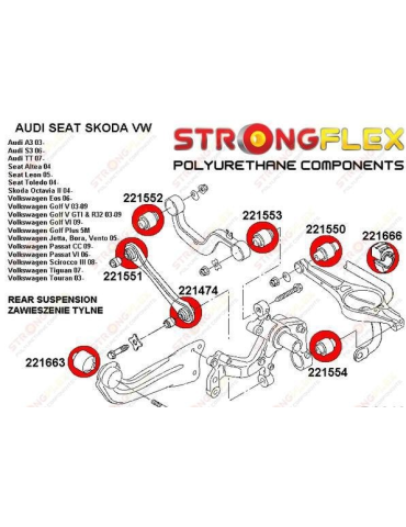 Kit Silents-blocks Renforcés Polyuréthane Sport Complet Audi TT 8J Mk2 2007 - 2014 