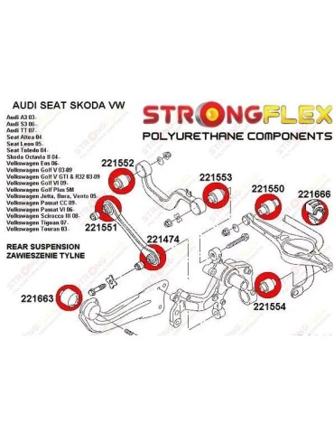 Kit Silents-blocks Renforcés Polyuréthane Sport Complet Audi TT 8J Mk2 2007 - 2014 