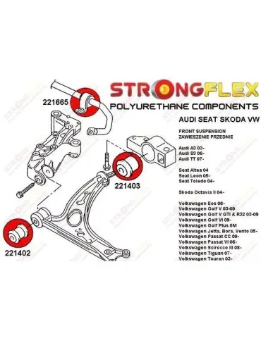 Kit Silents-blocks Renforcés Polyuréthane Sport Triangles Audi S3 8L 1999 - 2003