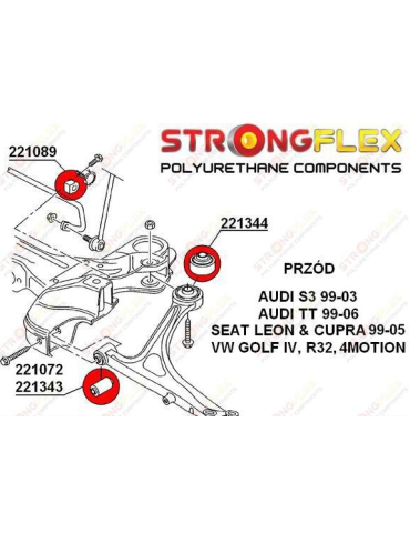 Kit Silents-blocks Renforcés Polyuréthane Piste Triangles Audi TT 8N Mk1 1999 - 2006